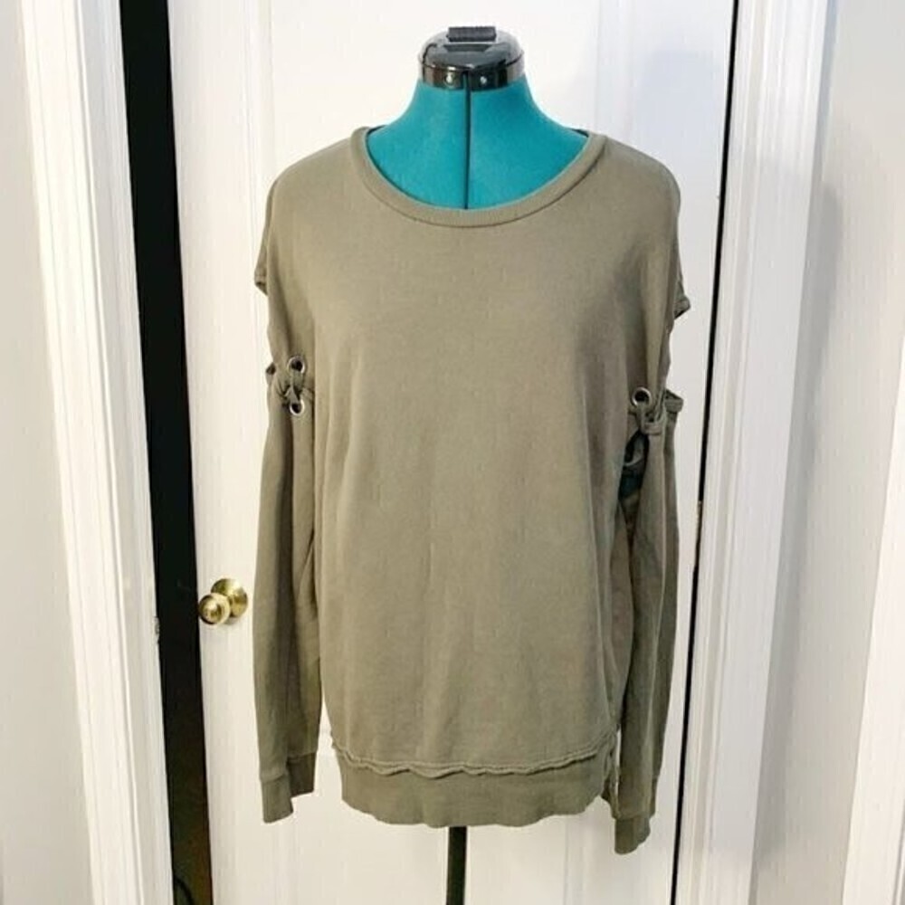 Joe’s Collection Casual Athleisure Long Sleeve Grommets Laced Casual Sweatshirt